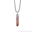 Tendance Ouest Hexagone Rouge Goldstone Alliage Pendentif Collier Bijoux Pendule